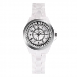 TIME100时光一百 时尚闪钻仿陶瓷石英女表 W50297L